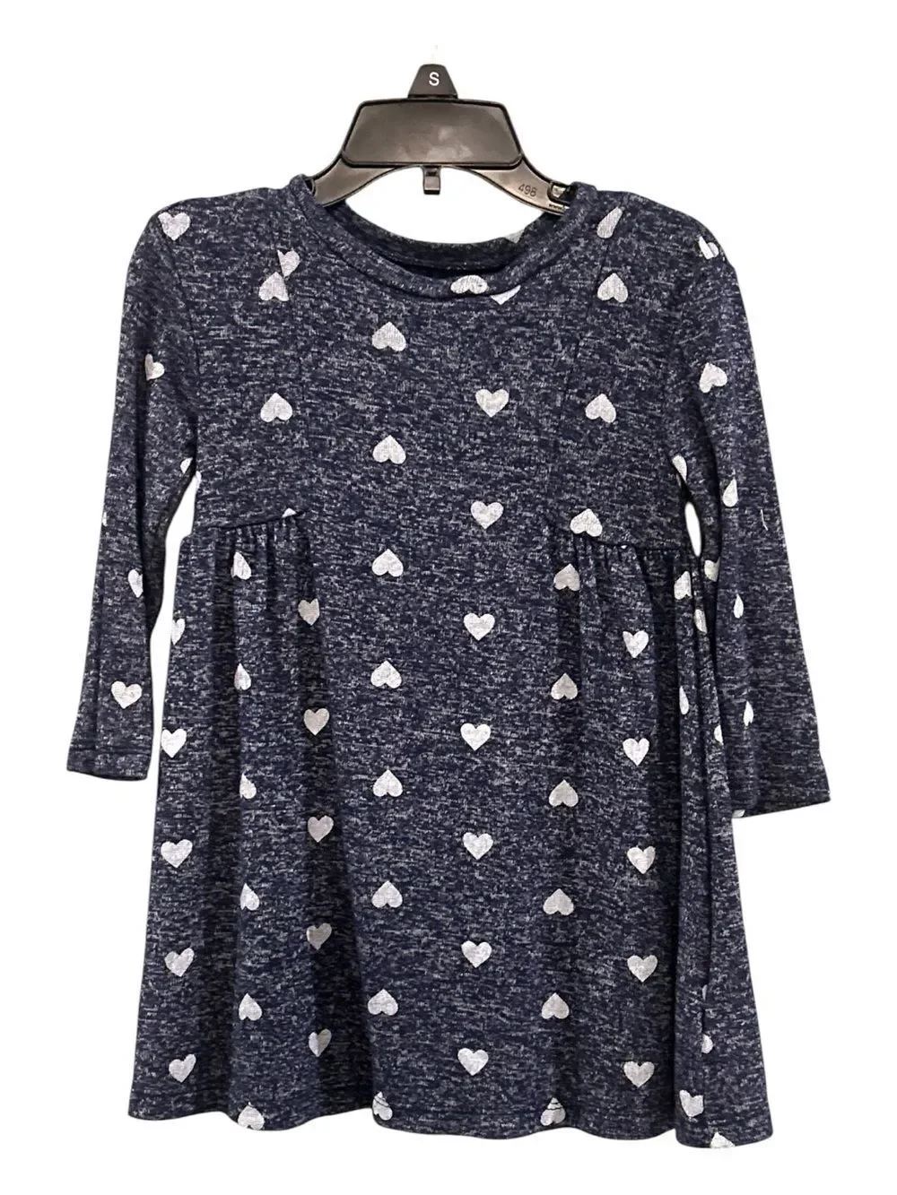 Girls' Navy Heart Print Long-Sleeve Dress baby gap size 2